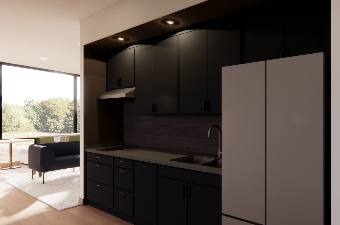 Kitchen rendering for student housing