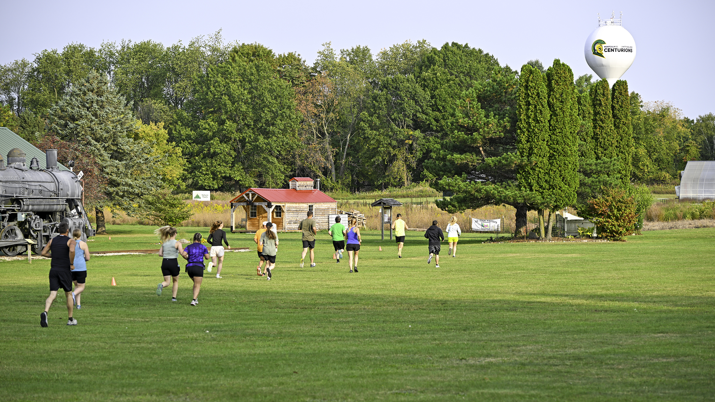 Runners taking off from the start line during the 10th annual Bramble Ramble 5K Trail Run/Walk and 7th Annual Mike Seaman Memorial 10K Run